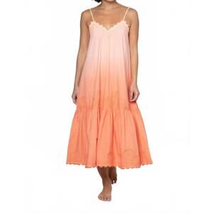 NEW JULIET DUNN poplin v neck midi dress in ombre dyed orange